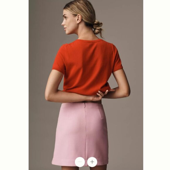 Anthropologie Maeve Tailored Mini Skirt Pink Size 6 NWT | Side Slit Mini Skirt - Picture 2 of 3